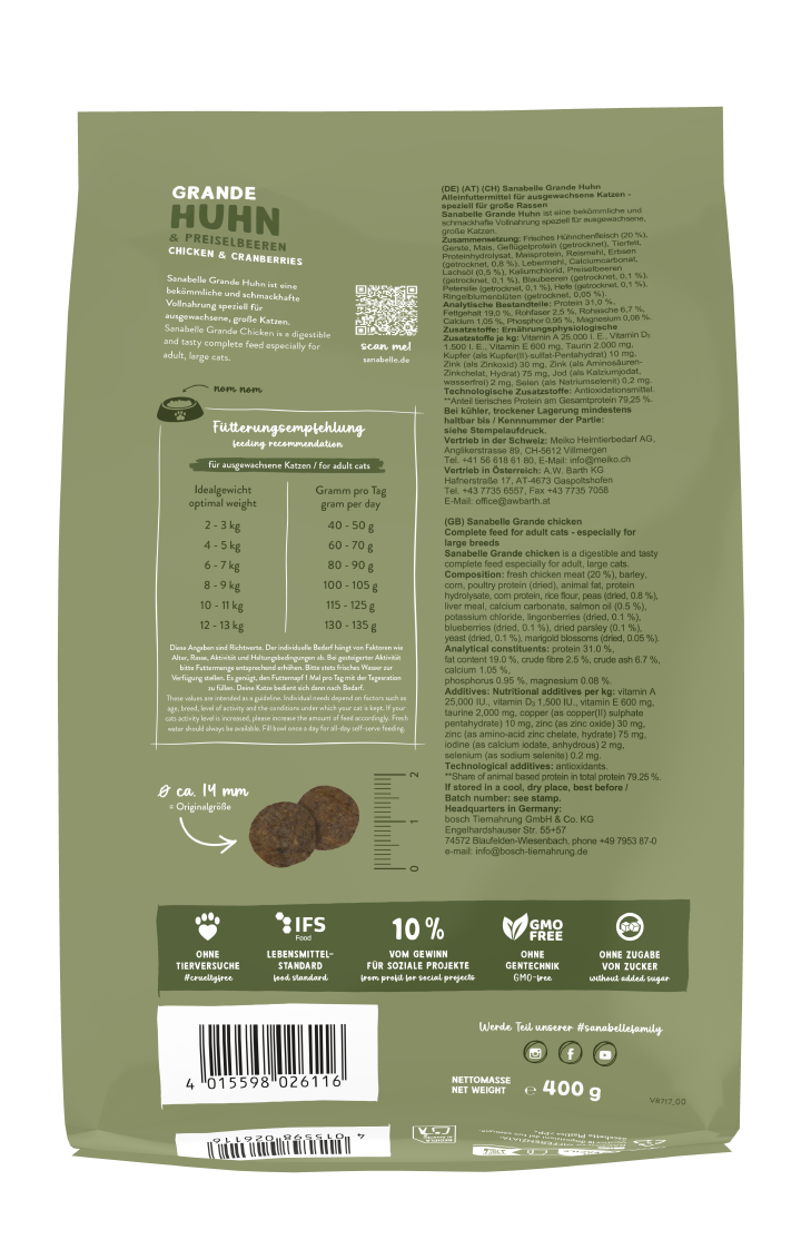 Sanabelle Katzen-Trockenfutter Grande Huhn